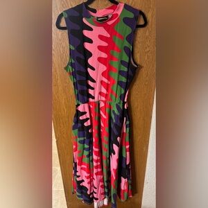 Nooworks Pink and Green Midi Dahlia Dress